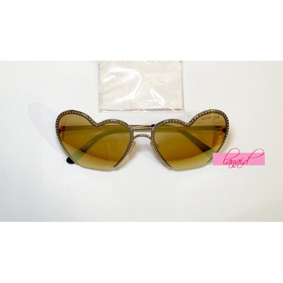 Michael Kors Heart Breaker Sunglasses Gold Metal Shiny Sunnies 100 UV Protection - Picture 9 of 16
